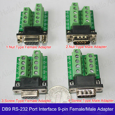 Db9 9-pin Male Female Adapter Rs-232 Serial Port Interface Breakout Connector