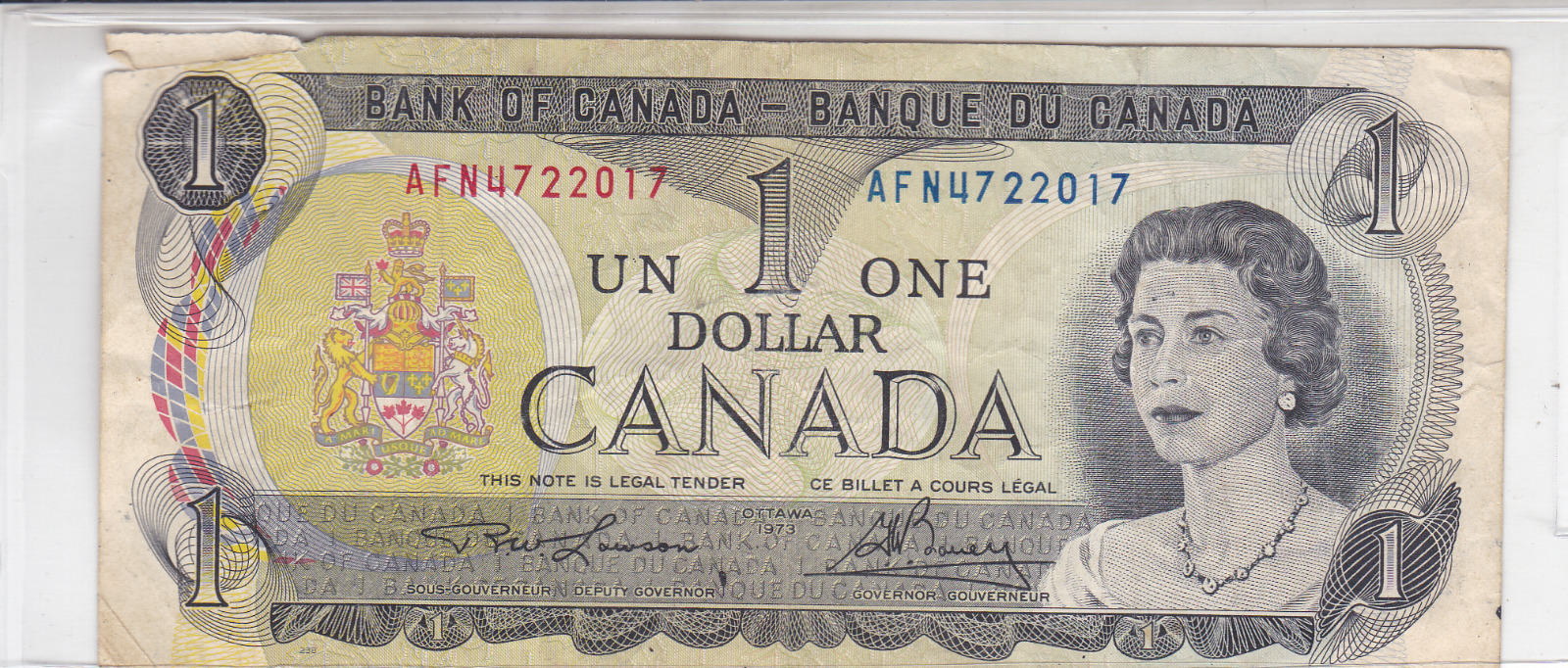 BANK OF CANADA 1 DOLLAR BILL 1973