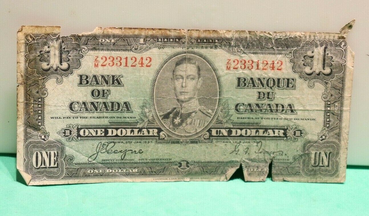 Canada 1937 $1 Note Signatures Coyne - Towers